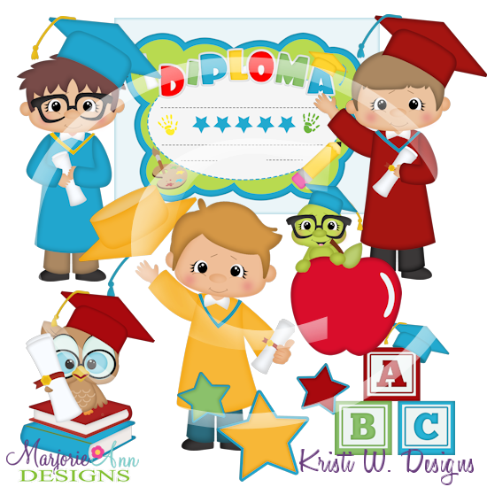 Kindergarten Graduation Boys SVG Cutting Files Includes Clipart - Click Image to Close